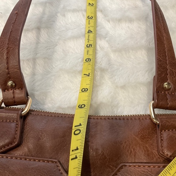 Madison West Double Woven Design Handbag Purse Brown Braided Distressed - Picture 8 of 10